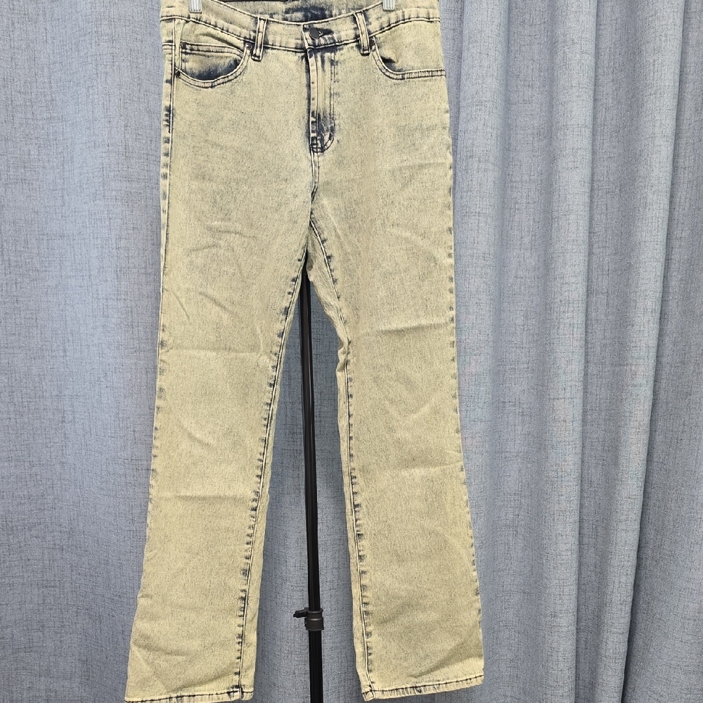 Diane Gilman Women's Acid Washed Retro Look Straight Leg Jeans Blue,off White 12